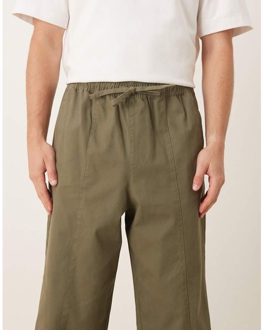 ASOS Natural Relaxed Tapered Pull On Pants for men