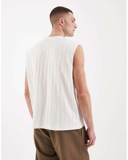 ASOS White Heavyweight Oversized Tank With Chest Graphic for men