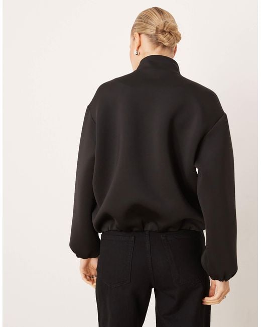 Mango Black Zip Through Bomber Jacket