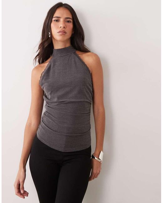 Mango Black High Neck Sleeveless Knitted Top