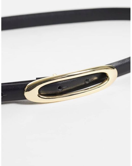 Gina Tricot Gray Slim Waist Belt With Oval Buckle Detail