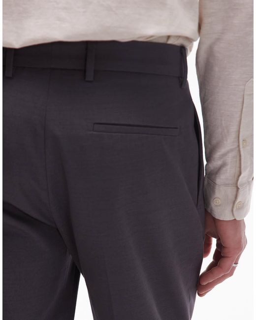 Topman Blue Smart Cotton Tapered Trousers for men