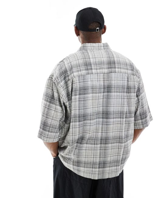 Weekday – bruce – kariertes oversize-hemd in Gray für Herren