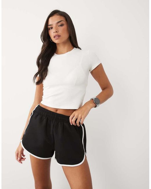 4505 Black Performance Jersey 3"" High Waist Retro Stripe Shorts