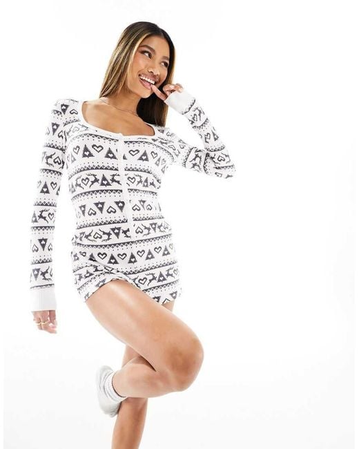 Boux Avenue White Fairisle Rib Playsuit