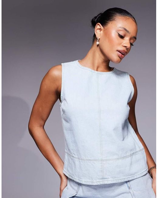 River Island Denim Top Met Wassing in het Gray