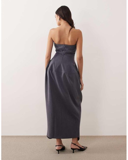 ARRANGE Blue Structured Volume Bandeau Midi Dress