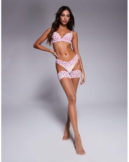 Ann Summers Pink Ann Summer Sexy Lace Flocked Heart Non Padded Plunge Bra