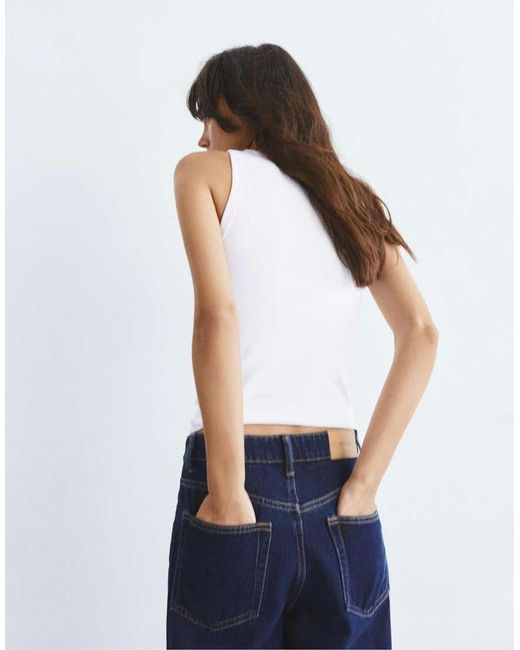 Pull&Bear White Round Neck Tank Top