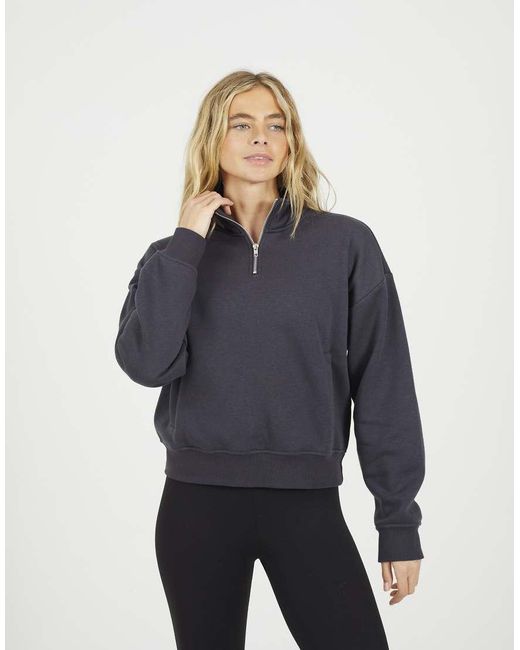 Brave Soul Blue Funnel Neck Quarter Zip Sweatshirt
