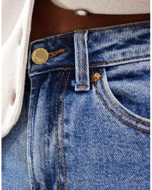 Only Petite Blue Emily High Waisted Straight Leg Jeans