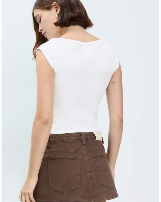Stradivarius White D62 Denim Skort
