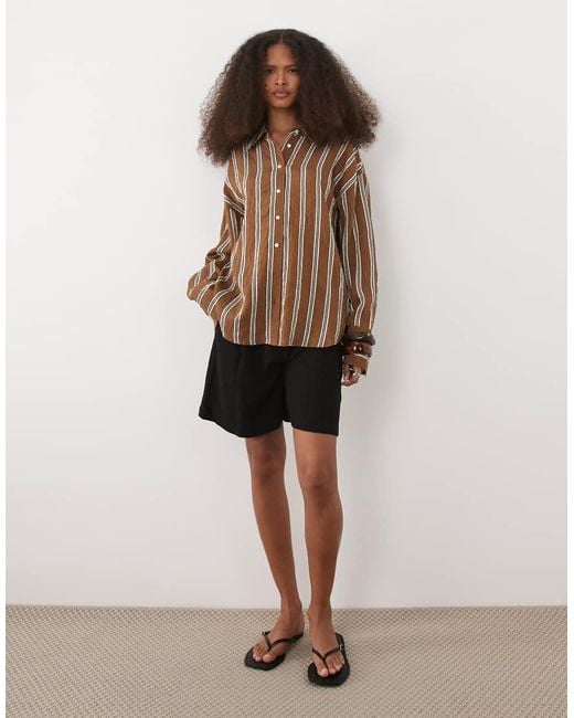 Mango Brown Classic Oversized Shirt