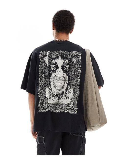 T-shirt coupe skateur à imprimé carré sur le devant Collusion pour homme en coloris Black