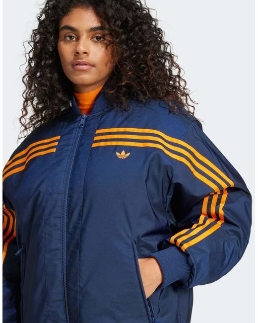 Adidas Originals Blue 70S Reversible Oversized Bomber Jacket