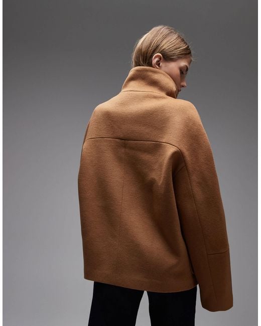 Mango Gray Wool Mix Funnel Neck Jacket