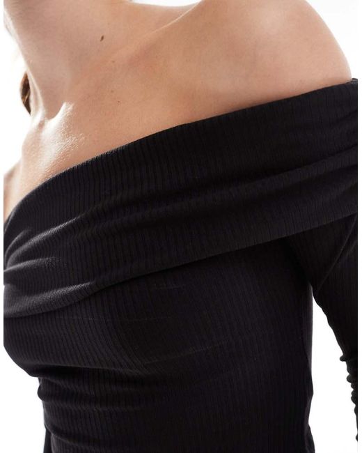 NARRATED Black Bardot Top