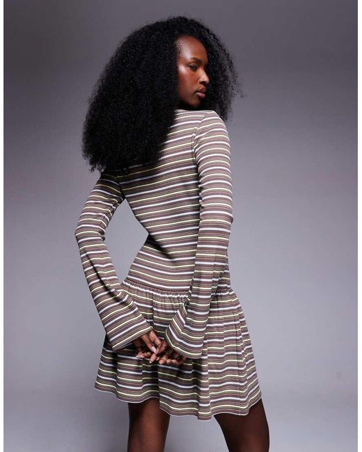 ASOS Gray Drop Waist Button Through Dress