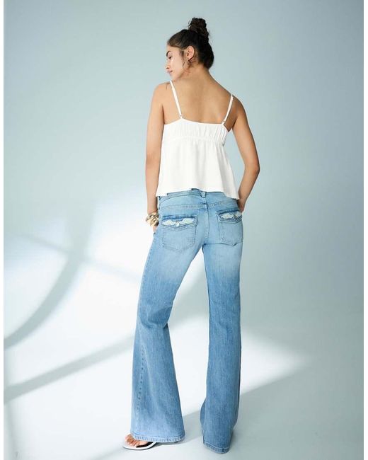 Bershka Blue Ruffle Strap Top