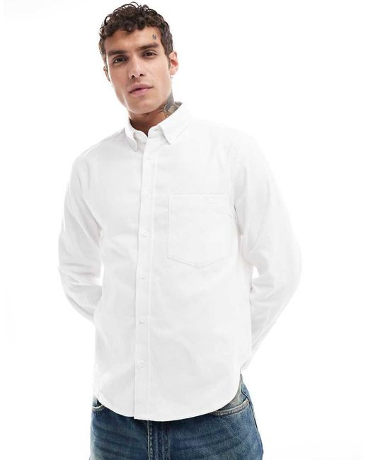 ASOS White Relaxed Boxy Fit Brushed Oxford Shirt for men