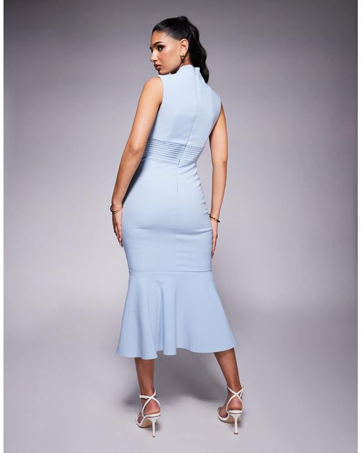 Robe mi-longue à col montant et petits coquillages - clair Lavish Alice en coloris Blue