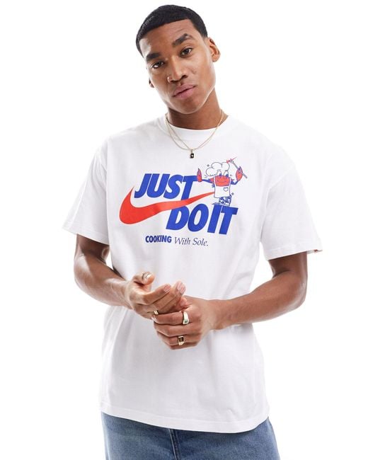 Nike White Just Do It Chef Graphic T-shirt for men