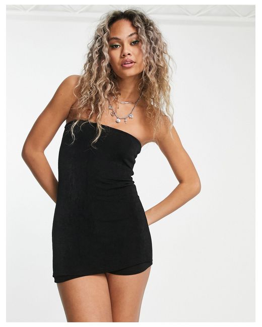 Edikted Bandeau Sexy Romper With Overlay in Black | Lyst Canada