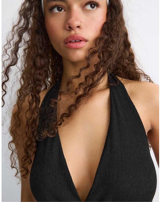 Stradivarius Black Balloon Halter Jumpsuit