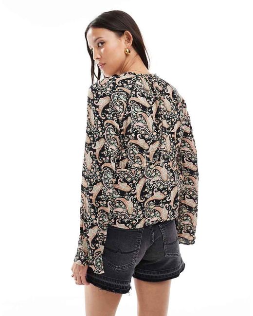 Superdry Black Printed Long Sleeve Blouse