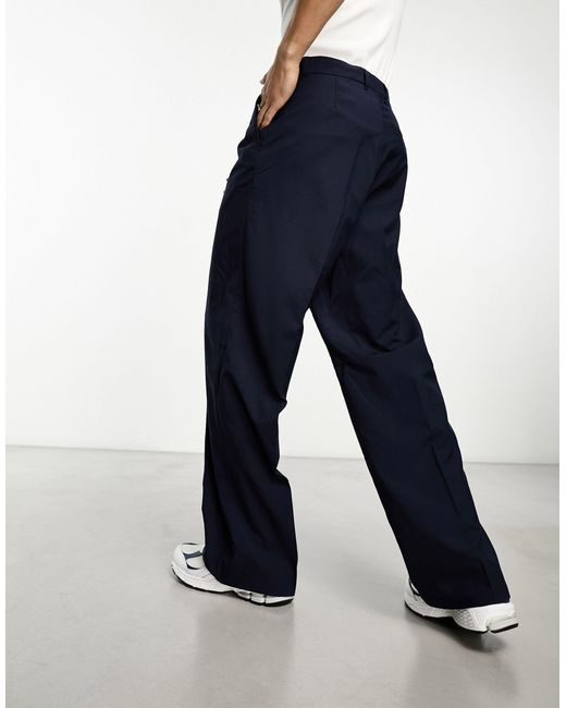 Weekday Uno Wide Leg Trousers in Blue for Men