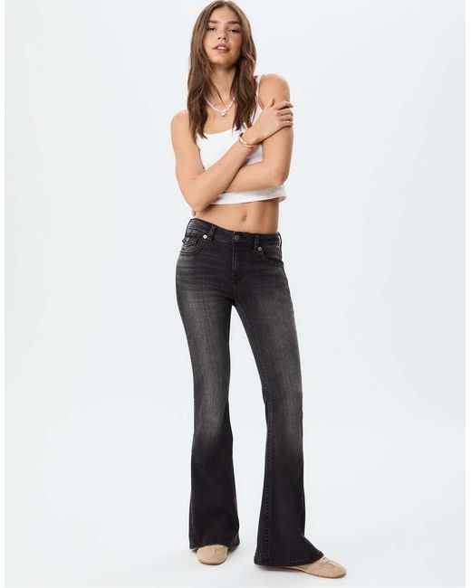 Stradivarius White D04 Low Rise Flared Jeans