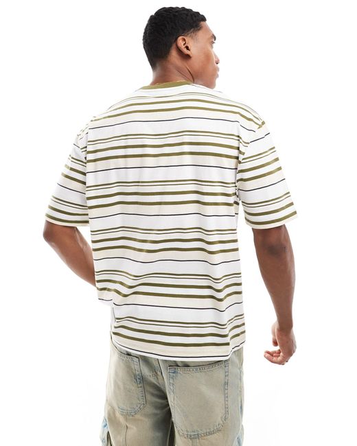 T-shirt oversize à rayures - kaki ASOS pour homme en coloris Gray
