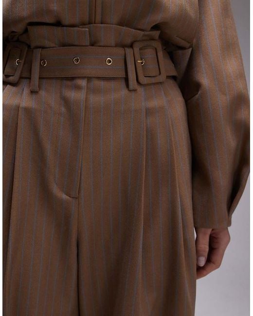 & Other Stories Broek Met Riem En Strepen, Deel Van Co-Ord Set in het Brown