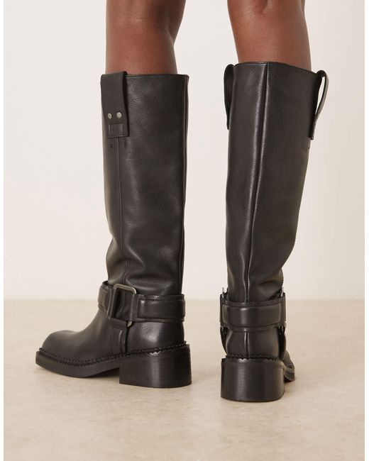 ASOS Natural – calla – hochwertige trucker-stiefel aus getrommeltem leder