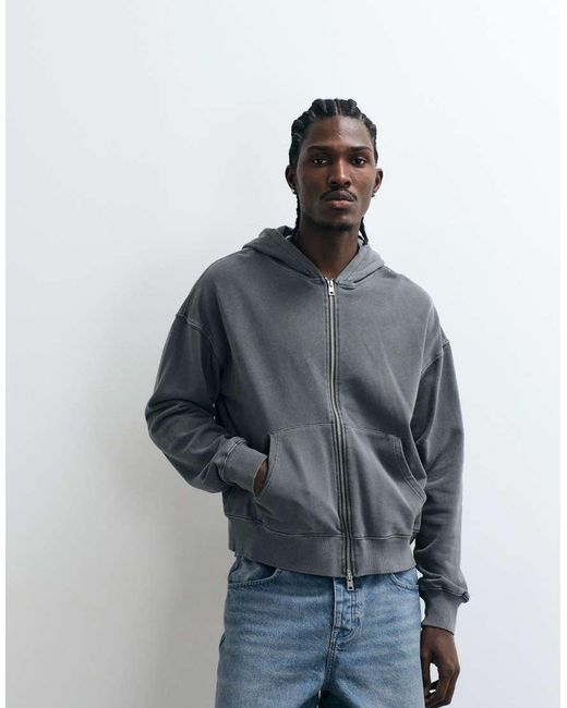 Cotton On Blue Boxy Fit Zip Up Hoodie for men