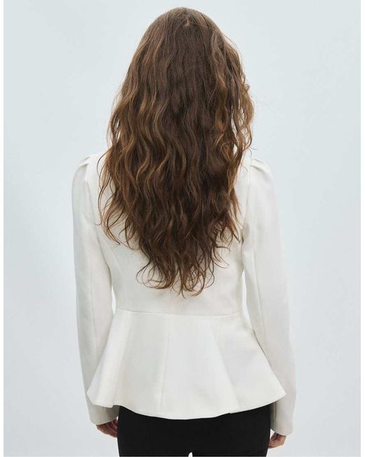 Stradivarius White Peplum Blazer