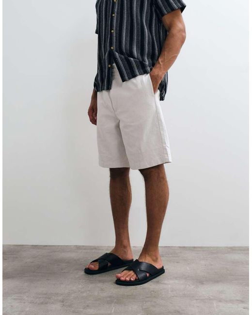 ARKET White Linen Mix Drawstring Shorts for men