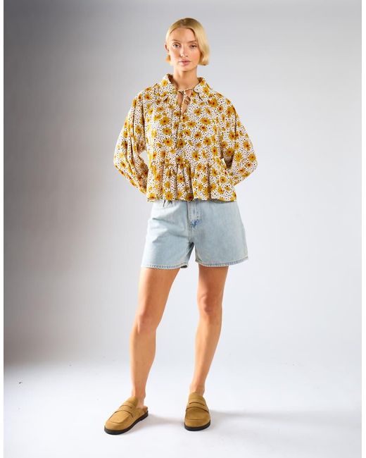 Glamorous Metallic High Waist Rigid Denim Short