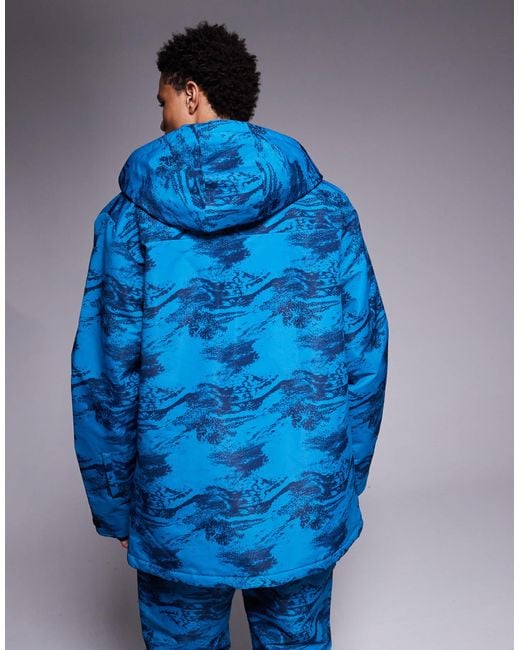 Threadbare Blue Zip Through Ski Jacket With Hood for men
