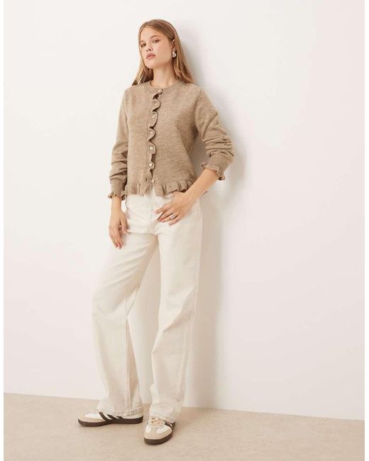 Jdy Natural Frill Details Knitted Cardigan
