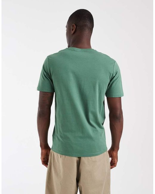 Timberland Green Linear Logo Print Tee for men
