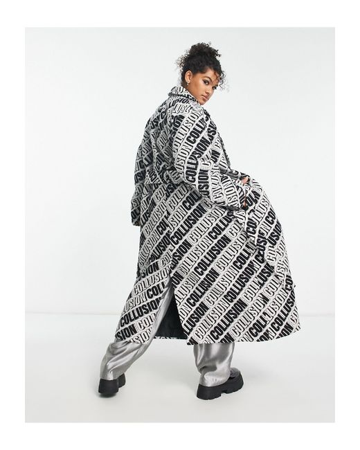 Collusion White Plus All Over Print Formal Coat