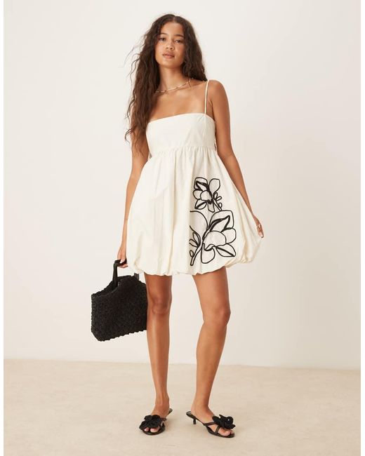 Mango Babydoll Mini-Jurk in het Natural