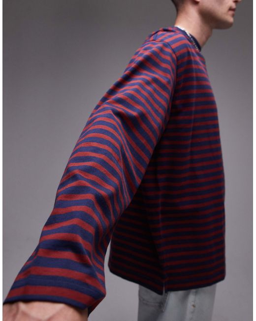 ARKET – langärmliges, gestreiftes shirt in Purple für Herren