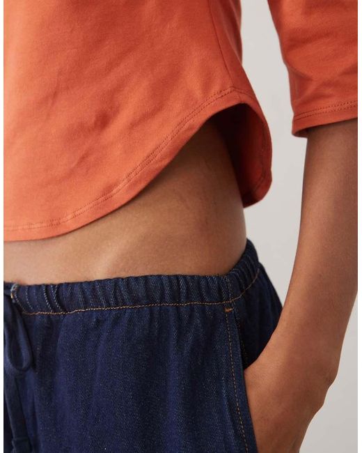 ASOS Orange 3/4 Sleeve Top With Boat Neck