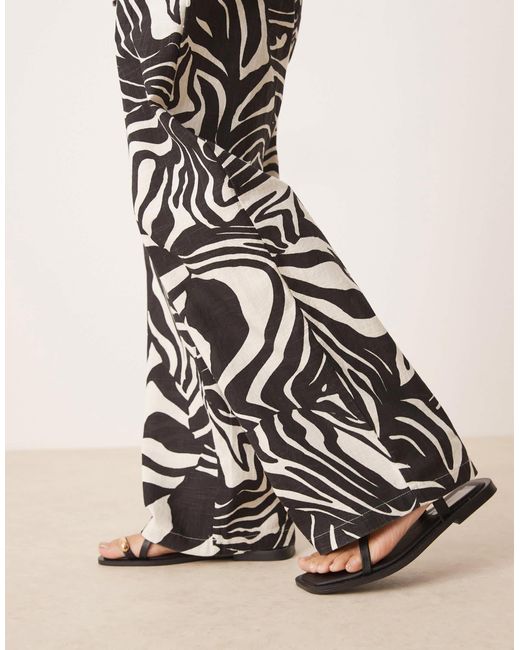 ASOS White Petite Linen Look Pull On Pants