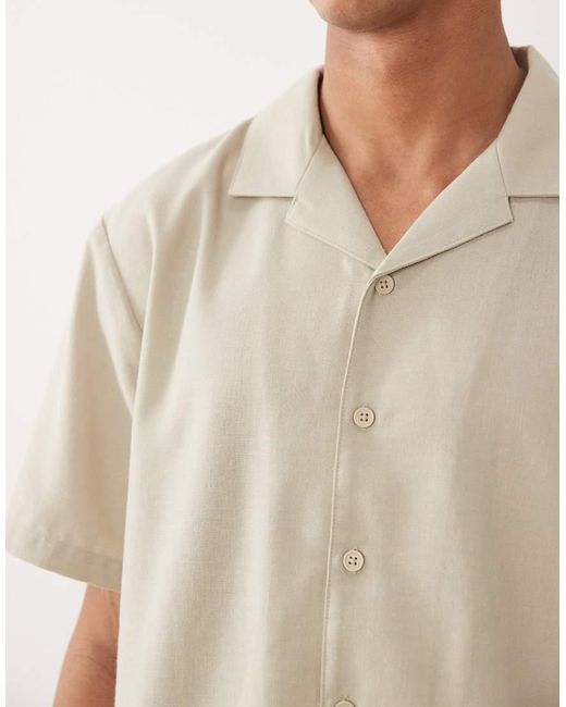 New Look Natural Linen Look Boxy Shirt for men