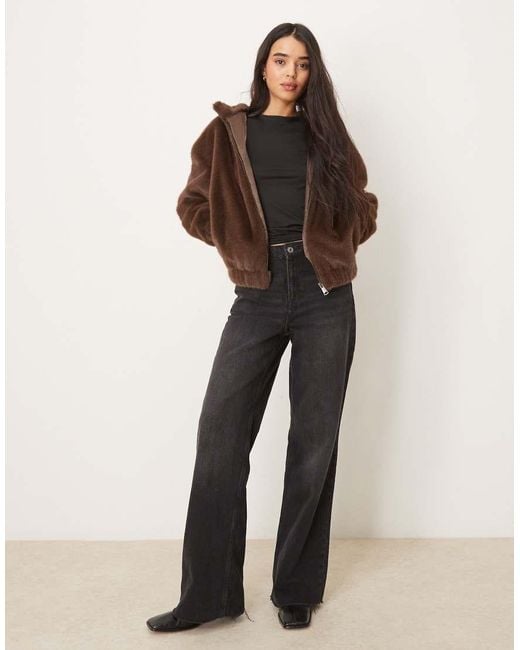 The Frolic Natural Exclusive Faux Fur Zip Through Hooded Bomber Jacket