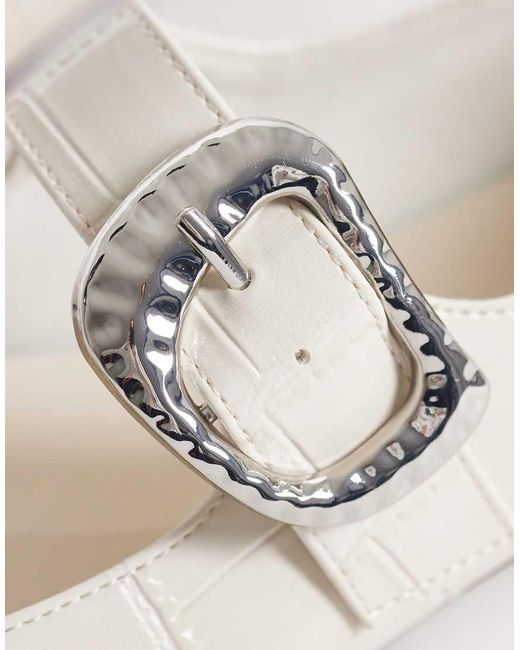 ASOS White Linton Square Toe Mary Jane Ballets