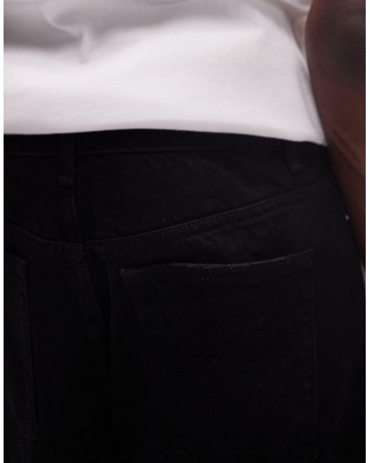 Topman – jeans-shorts mit geradem schnitt in Black für Herren